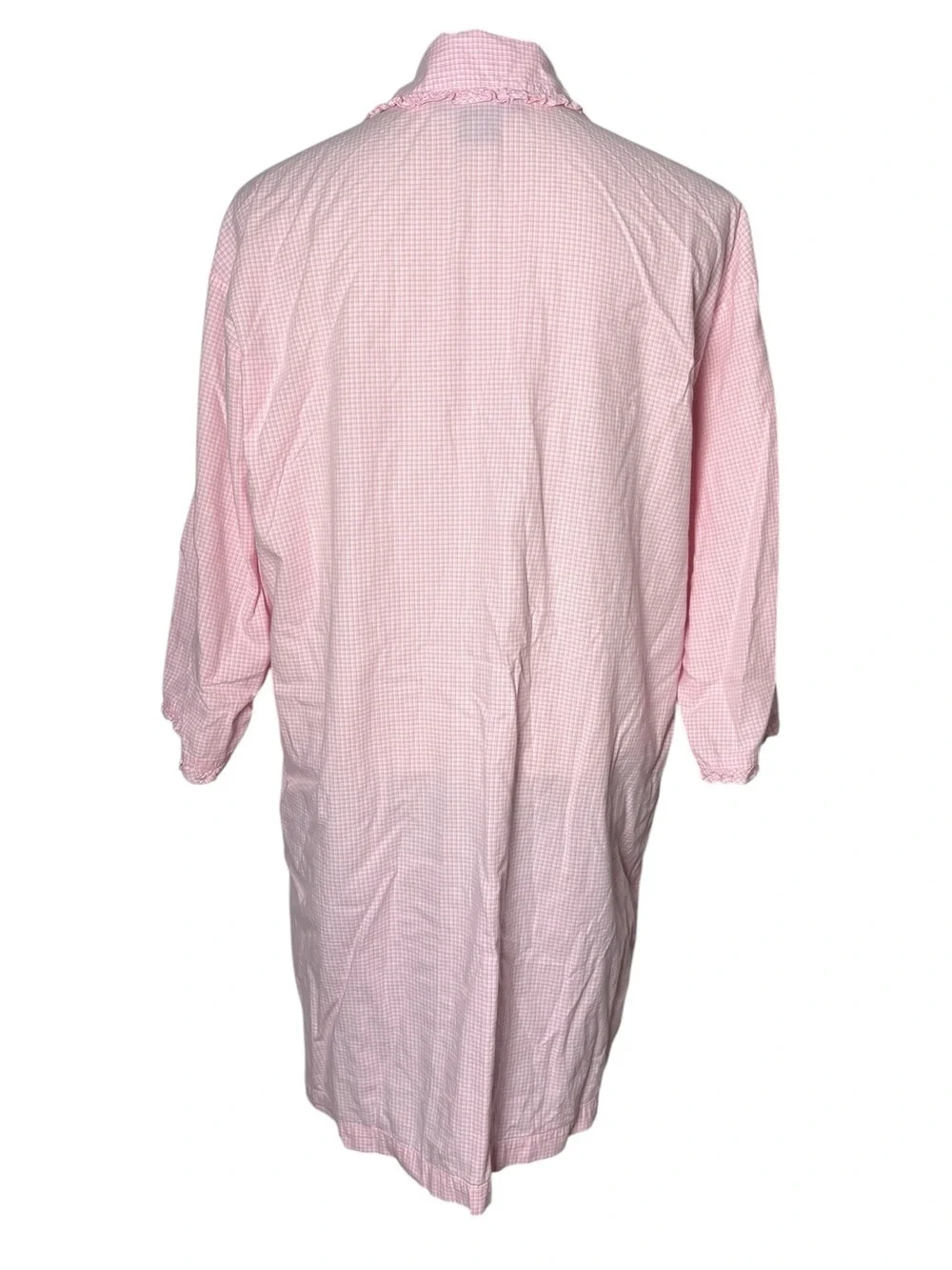 Ralph Lauren Pink Gingham Cotton Sleep Shirt Nightgown Large Ruffle Collar